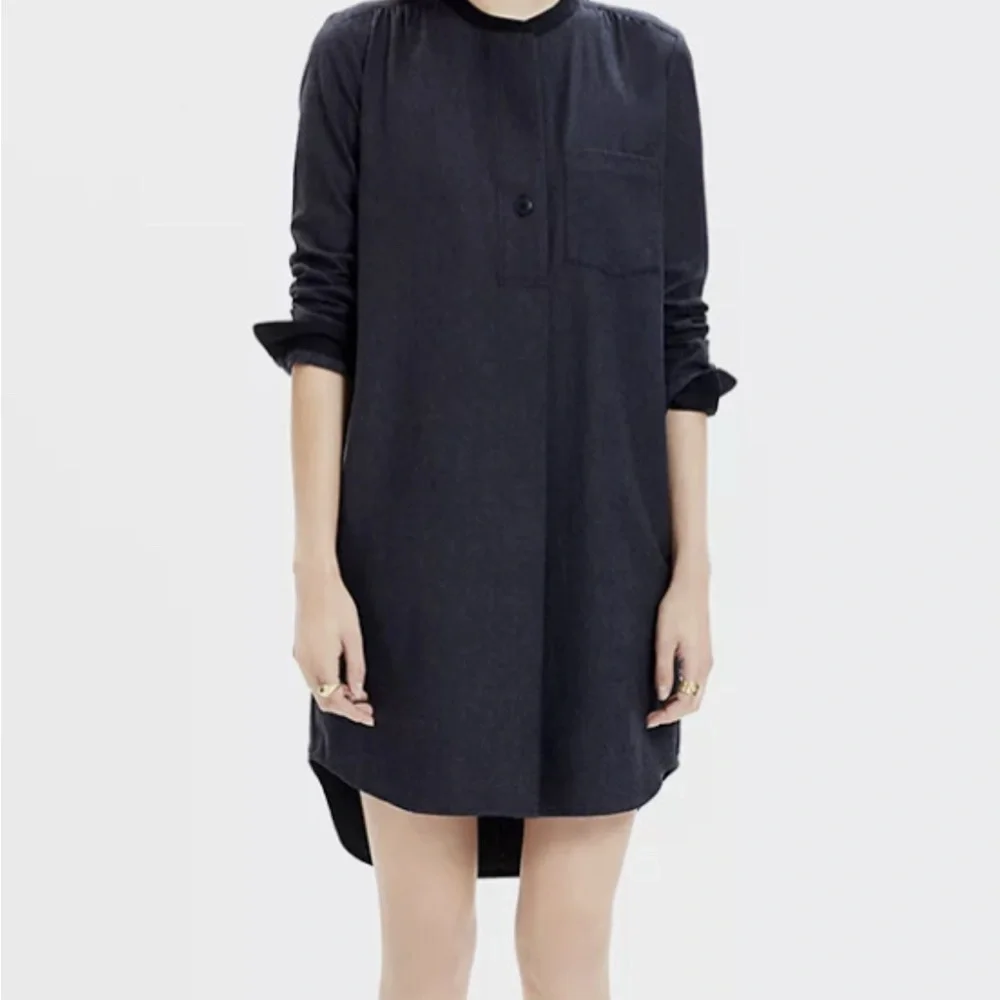 Madewell Charcoal Gray Madewell Women's Gray Flannel Latitude Shirtdress Tunic - Picture 3 of 7